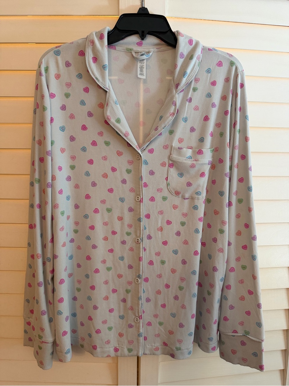 👚🩵SKIMS Soft Lounge Ribbed
Sleep Shirt Cloud Candy Heart Print Size Medium/M EUC